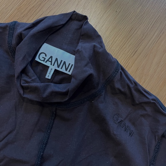 GANNI Dark Brown Turtleneck Top - Picture 3 of 4